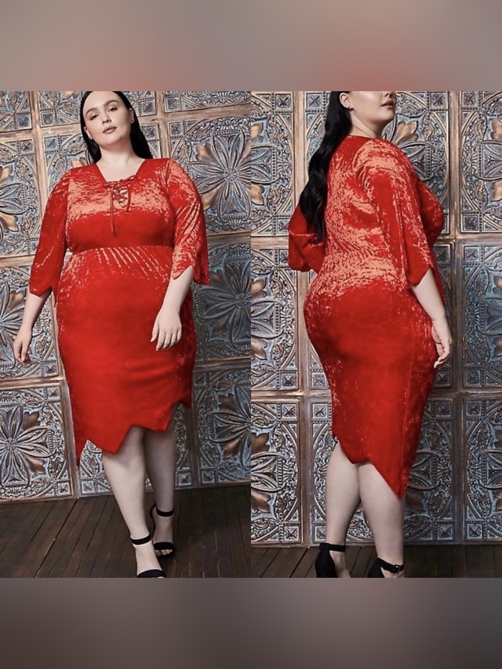 NEW Torrid Sexy Devil Lace Up Halloween Costume Dress 1X (14-16) Red Velvet Plus
